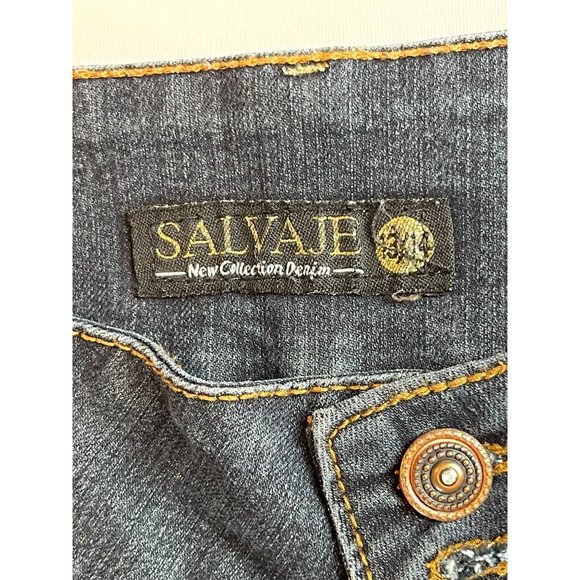 Salvage Womens Jeans High Waist Mid Rise Button Fly Ankle Skinny Blue SZ 13/14 - Picture 7 of 9